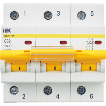 Автоматический выключатель IEK ВА47-100 3Р 32А 10кА С - MVA40-3-032-C Автоматический выключатель IEK ВА47-100 3Р 32А 10кА С - MVA40-3-032-C