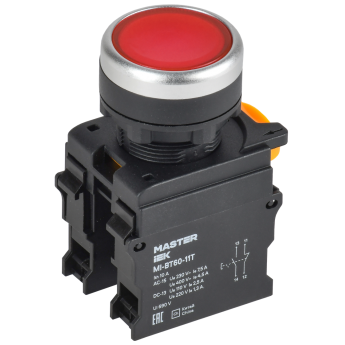 Кнопка с фиксацией IEK MASTER MI-BT60-11T-3-21-K04 d=22мм 1NO+1NC красная Кнопка с фиксацией IEK MASTER MI-BT60-11T-3-21-K04 d=22мм 1NO+1NC красная