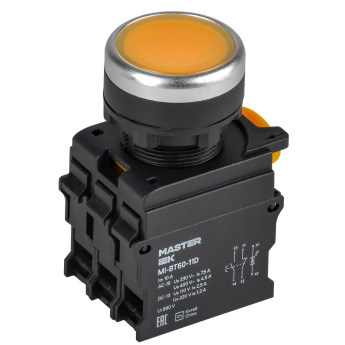 Кнопка с подсветкой IEK MASTER MI-BT60-11D-3-12-K05 d=22мм 1NO+1NC жёлтая