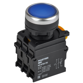 Кнопка с подсветкой IEK MASTER MI-BT60-11D-3-12-K07 d=22мм 1NO+1NC синяя