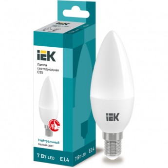 Лампа светодиодная IEK C35 свеча 7Вт 230В 4000К E14 - LLE-C35-7-230-40-E14