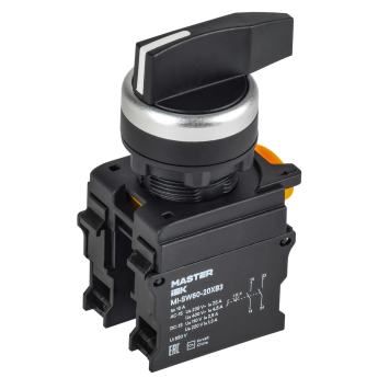 Переключатель длинная ручка на 3 положения IEK MASTER MI-SW60-20XB3-4-25-3-K02 2NO чёрный