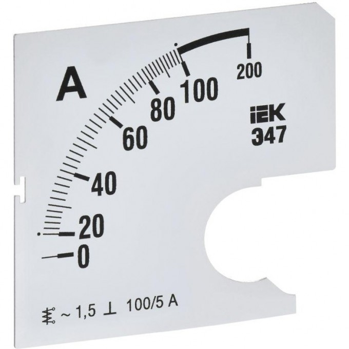 Шкала сменная для амперметра IEK э47 100/5а-1,5 72x72мм IPA10D-SC-0100