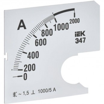 Шкала сменная для амперметра IEK э47 1000/5а-1,5 72x72мм IPA10D-SC-1000