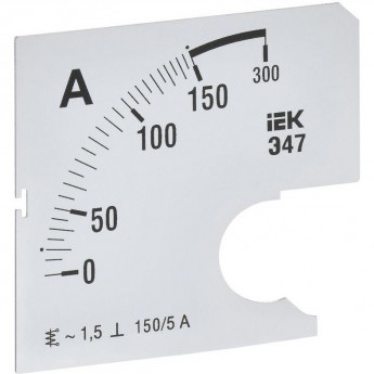 Шкала сменная для амперметра IEK э47 150/5а-1,5 72x72мм IPA10D-SC-0150