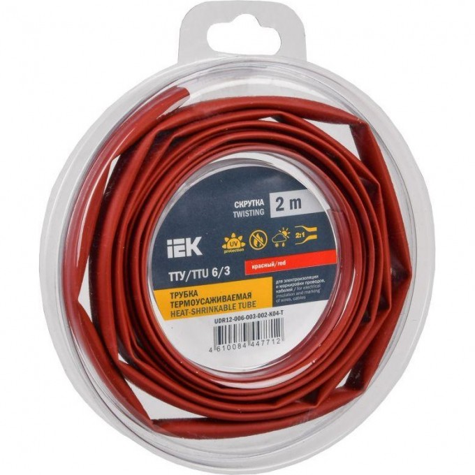 Трубка термоусадочная IEK ТТУ нг-LS 6/3 красн. (уп.2м) U DR12-006-003-002-K04-T