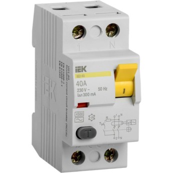 Выключатель дифференциальный IEK MDV10-2-040-300 ВД1-63 2Р 40А 300мА